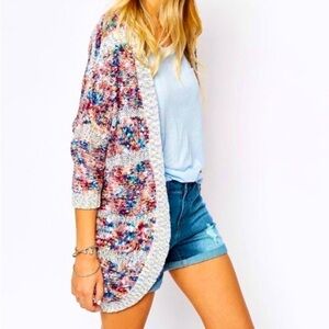 Anthropologie Noisy May Rainbow Multicolor Knitted Cardigan Size Small